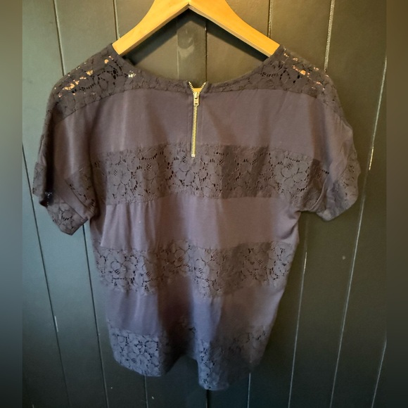 LOFT Navy Lace Short Sleeve Tee - Picture 2 of 4